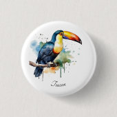 kleurrijke touroperator die op een tak zit ronde button 3,2 cm (Voorkant)