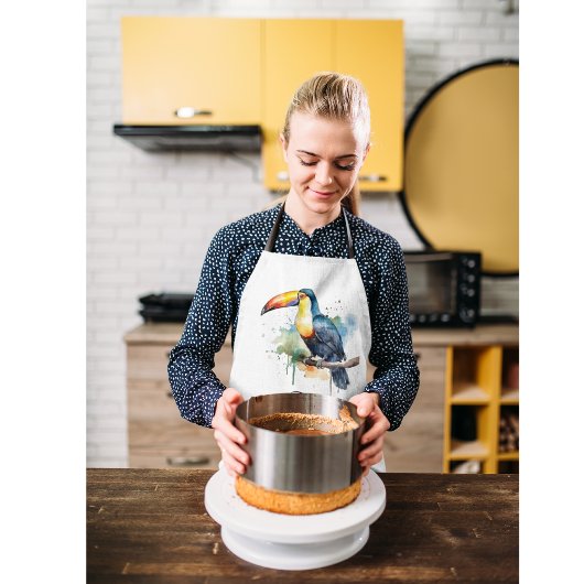 kleurrijke touroperator die op een tak zit schort