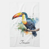 kleurrijke touroperator die op een tak zit theedoek (Verticaal)