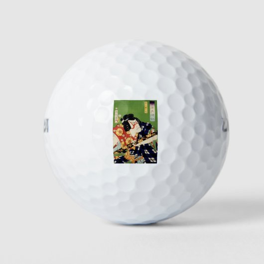 kleurrijke traditionele Japanse Ukyio-e-sty Golfballen (Voorkant)
