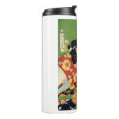 kleurrijke traditionele Japanse Ukyio-e-sty Thermosbeker (Gedraaid links)