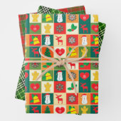 Kleurrijke traditionele kerst inpakpapier vel (In situ)