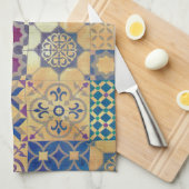 Kleurrijke traditionele mediterrane en Egeïsche te Theedoek (Quarter Fold)