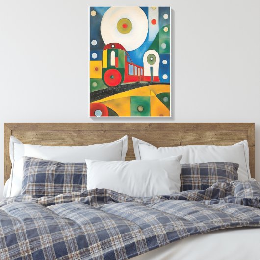 Kleurrijke Train Abstracte kunst schilderen Canvas Afdruk (Insitu (Slaapkamer))