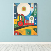 Kleurrijke Train Abstracte kunst schilderen Canvas Afdruk (Insitu (Houten vloer))