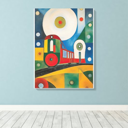 Kleurrijke Train Abstracte kunst schilderen Canvas Afdruk (Insitu (Houten vloer))