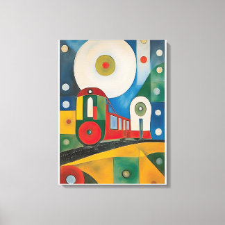 Kleurrijke Train Abstracte kunst schilderen Canvas Afdruk