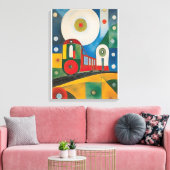 Kleurrijke Train Abstracte kunst schilderen Canvas Afdruk (Insitu (Woonkamer))