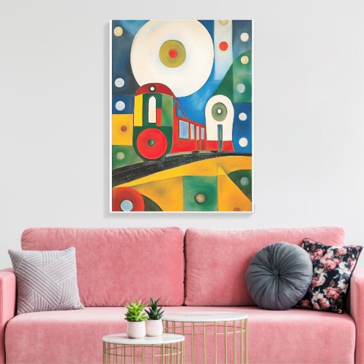 Kleurrijke Train Abstracte kunst schilderen Canvas Afdruk (Insitu (Woonkamer))