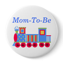 Kleurrijke Train Baby shower Mama Pin Button