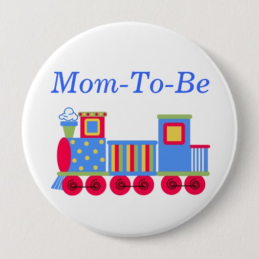 Kleurrijke Train Baby shower Mama Pin Button (Voorkant)