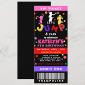 Kleurrijke Trampoline Jump Verjaardagskaartje Kaart (Voorkant / Achterkant)