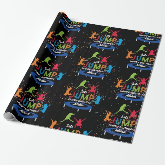 Kleurrijke Trampoline Park Jump Kids Verjaardagsfe Cadeaupapier (Uitgerold)