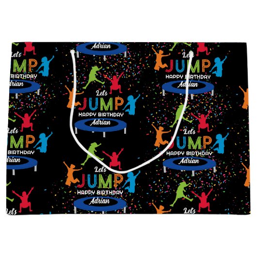 Kleurrijke Trampoline Park Jump Kids Verjaardagsfe Groot Cadeauzakje (Voorkant)
