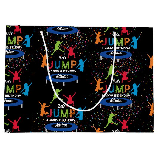Kleurrijke Trampoline Park Jump Kids Verjaardagsfe Groot Cadeauzakje (Achterkant)