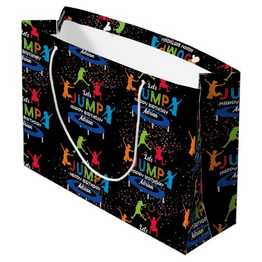 Kleurrijke Trampoline Park Jump Kids Verjaardagsfe Groot Cadeauzakje (Achterkant Gekanteld)