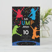 Kleurrijke Trampoline Park Jump Kids Verjaardagsfe Kaart (Staand voorkant)