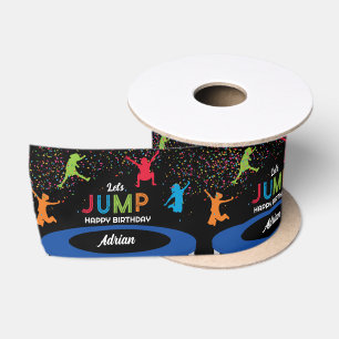 Kleurrijke Trampoline Park Jump Kids Verjaardagsfe Satijnen Lint