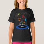 Kleurrijke Trampoline Park Jump Kids Verjaardagsfe T-shirt<br><div class="desc">Een kleurrijke kinder trampolinepark thema jump verjaardagsfeestontwerp met kleurrijke confetti. Een ideaal ontwerp voor iedereen die graag zijn verjaardag wil vieren op een trampolinepark en springen en stuiteren! Een perfect trampoline springfeestontwerp met kleurrijke typografie en illustraties. Bijpassende trampoline thema verjaardagsfeestuitnodiging,  gunsten en inrichting.</div>