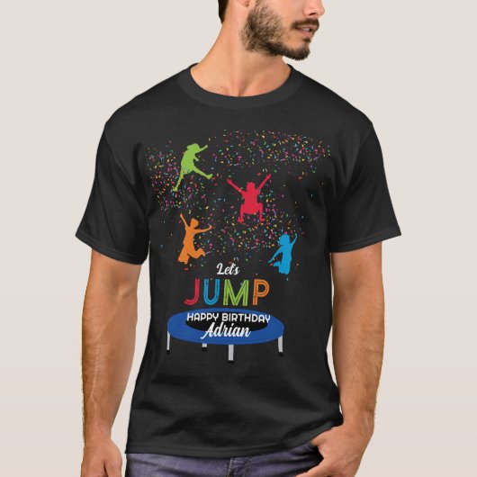 Kleurrijke Trampoline Park Jump Kids Verjaardagsfe T-shirt (Voorkant)