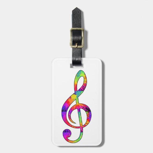 Kleurrijke Treble Clef Bagagelabel (Voorkant verticaal)