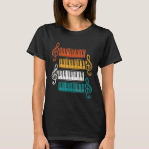 Kleurrijke Treble Clef Keyboards Pianist Gifts Pia T-shirt