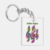 Kleurrijke Treble Clef Music Design Sleutelhanger (Voorkant Links)