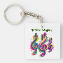 Kleurrijke Treble Clef Music Design Sleutelhanger