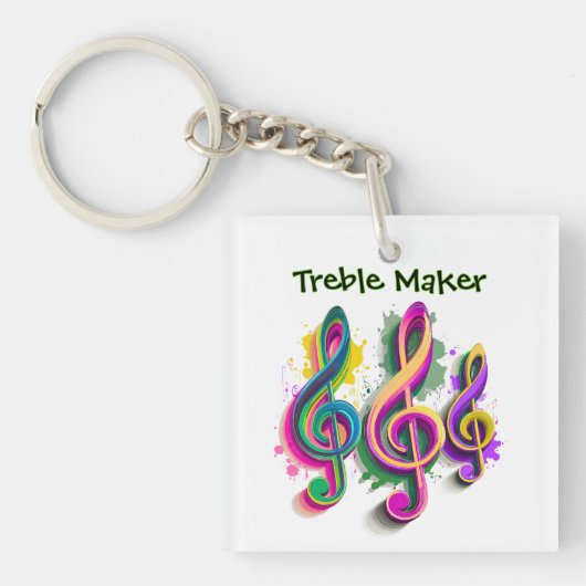 Kleurrijke Treble Clef Music Design Sleutelhanger (Voorkant)