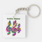 Kleurrijke Treble Clef Music Design Sleutelhanger (Achterkant)