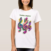 Kleurrijke Treble Clef Music Design T-shirt (Voorkant)