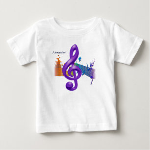 Kleurrijke Treble Clef Music T-shirt – Aangepaste