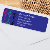 Kleurrijke Treble Clef Pattern Schattigee muziek t Etiket