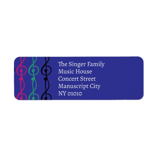 Kleurrijke Treble Clef Pattern Schattigee muziek t Etiket (Voorkant)