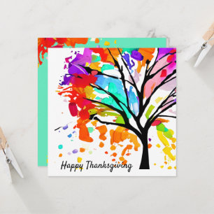 Kleurrijke Tree Happy Thanksgiving Typografie Kaar