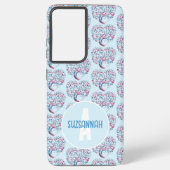 Kleurrijke Tree Heart Pattern Pastel Blu Monogram Samsung Galaxy Hoesje (Achterkant)