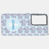 Kleurrijke Tree Heart Pattern Pastel Blu Monogram Samsung Galaxy Hoesje (Linkerkant)
