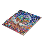 Kleurrijke Tree of Life Mozaïekkunst Tegeltje (Zijkant)