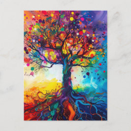 Kleurrijke Tree of Life Rainbow Serenity Natuur Ar Briefkaart