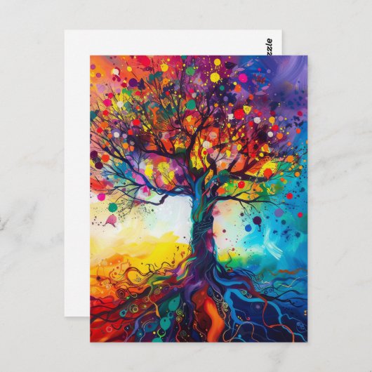 Kleurrijke Tree of Life Rainbow Serenity Natuur Ar Briefkaart (Voorkant / Achterkant)