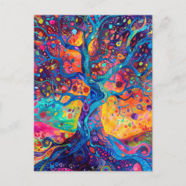 Kleurrijke Tree of Life Rainbow Serenity Natuur Ar Briefkaart