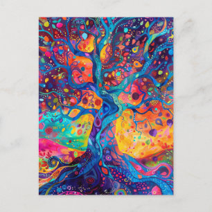 Kleurrijke Tree of Life Rainbow Serenity Natuur Ar Briefkaart