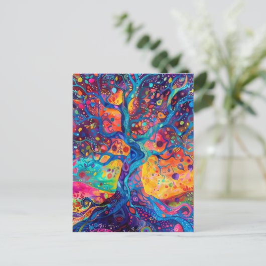 Kleurrijke Tree of Life Rainbow Serenity Natuur Ar Briefkaart (Staand voorkant)