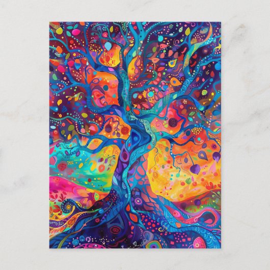 Kleurrijke Tree of Life Rainbow Serenity Natuur Ar Briefkaart (Voorkant)