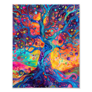 Kleurrijke Tree of Life Rainbow Serenity Natuur Ar Foto Afdruk
