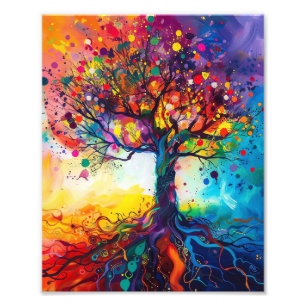 Kleurrijke Tree of Life Rainbow Serenity Natuur Ar Foto Afdruk