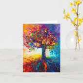 Kleurrijke Tree of Life Rainbow Serenity Natuur Ar Kaart (Gele Bloem)