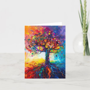 Kleurrijke Tree of Life Rainbow Serenity Natuur Ar Kaart