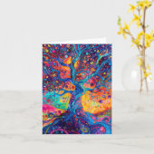 Kleurrijke Tree of Life Rainbow Serenity Natuur Ar Kaart (Gele Bloem)