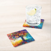 Kleurrijke Tree of Life Rainbow Serenity Natuur Ar Kartonnen Onderzetters (Insitu)